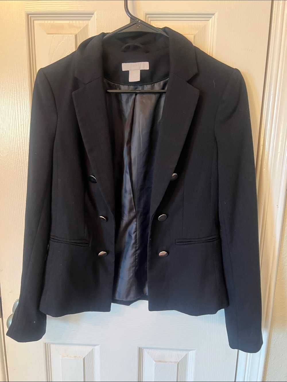 H&M Black Double-Breasted Women's Blazer with Silver Buttons